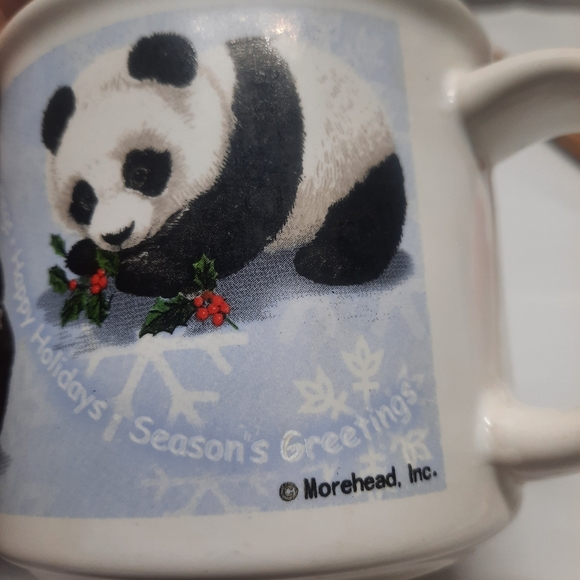 VTG Set of 2 Morehead panda bear Christmas soup, tea or coffee cups. - Picture 3 of 4